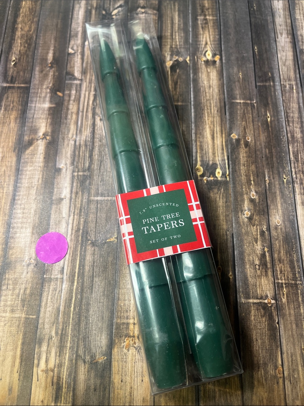 5for$10 Green 7.9 Unscented, Pine Tree Taper Christmas Candles 2 Pack